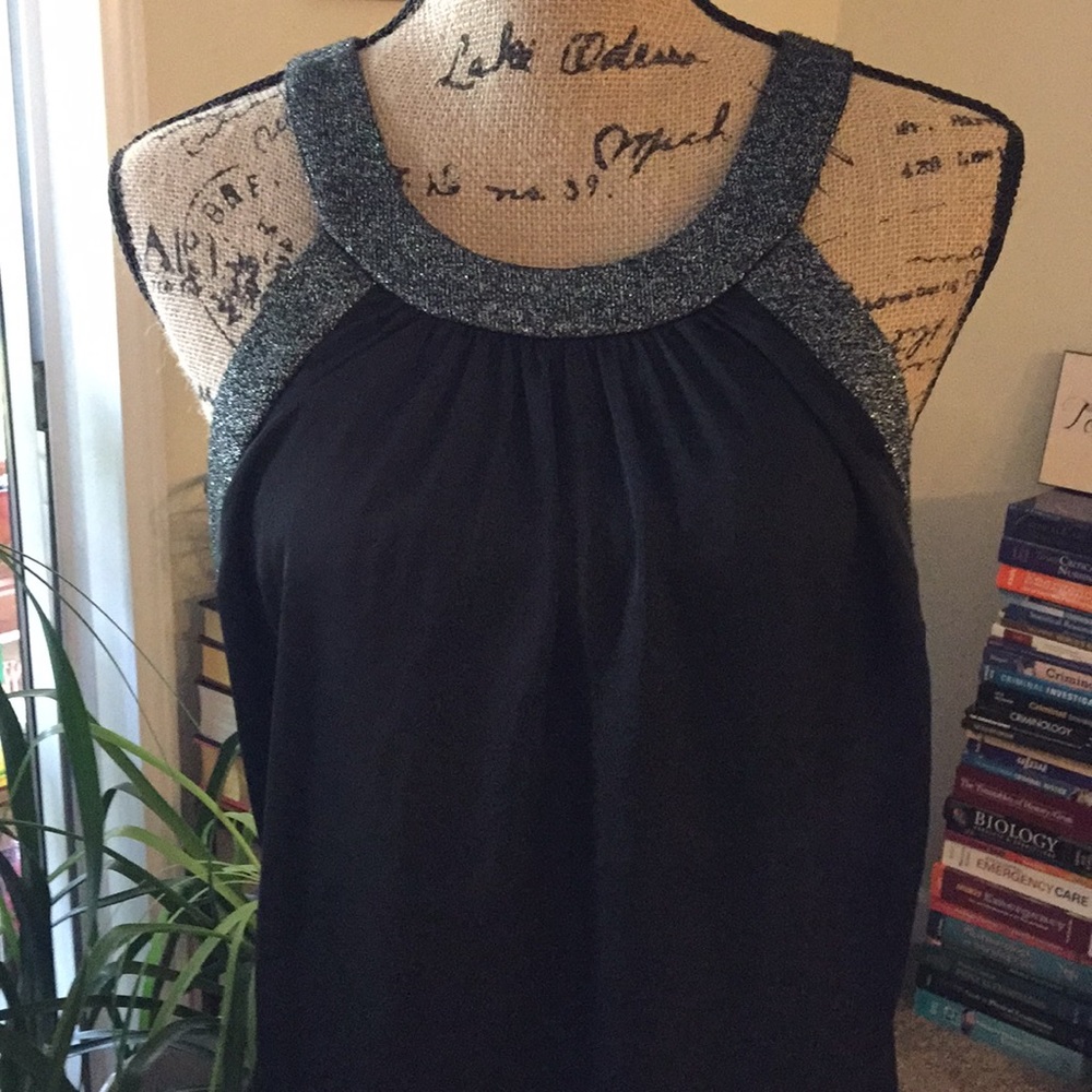 Charlotte Russe Large Black & Silver Trimmed Tank